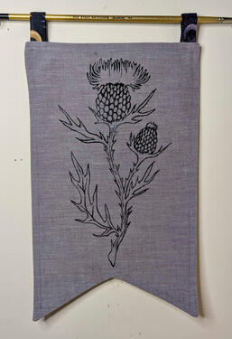 “Thistle”, Linoleum, Cotton Fabric, 2026